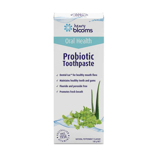 Henry Blooms Fluoride Free Probiotic Toothpaste Box Front