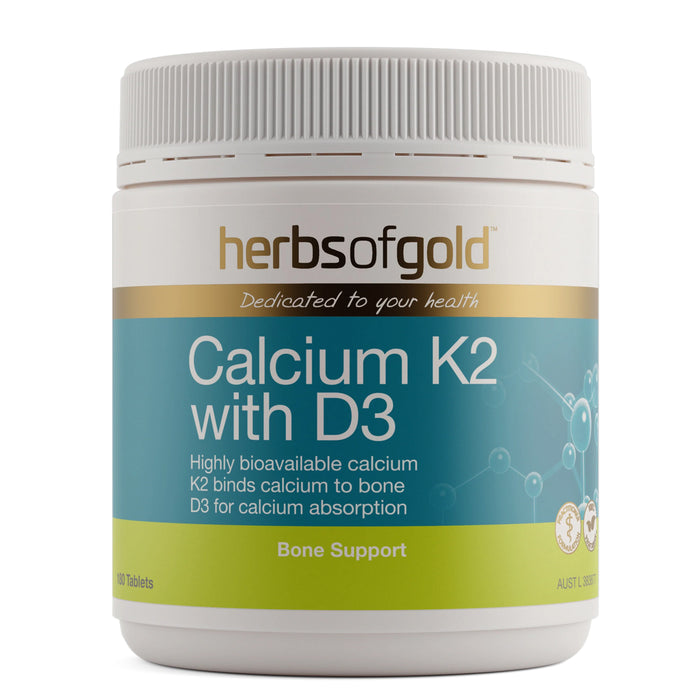Herbs of Gold Calcium K2 with D3 180 Tablets Wicked NRG