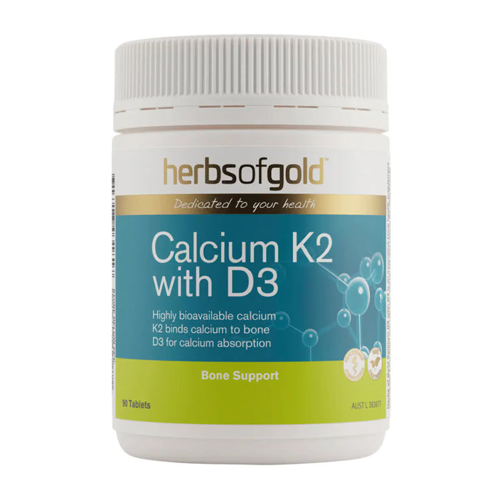 Herbs of Gold Calcium K2 with D3 90 Tablets Wicked NRG