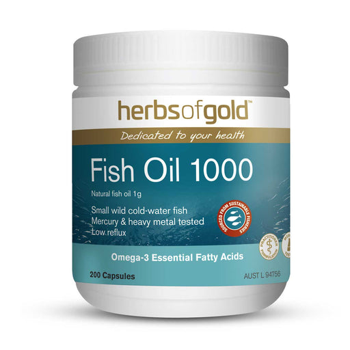 Herbs of Gold Fish Oil 1000 Omega 3 Essential Fatty Acids Capsules Tub