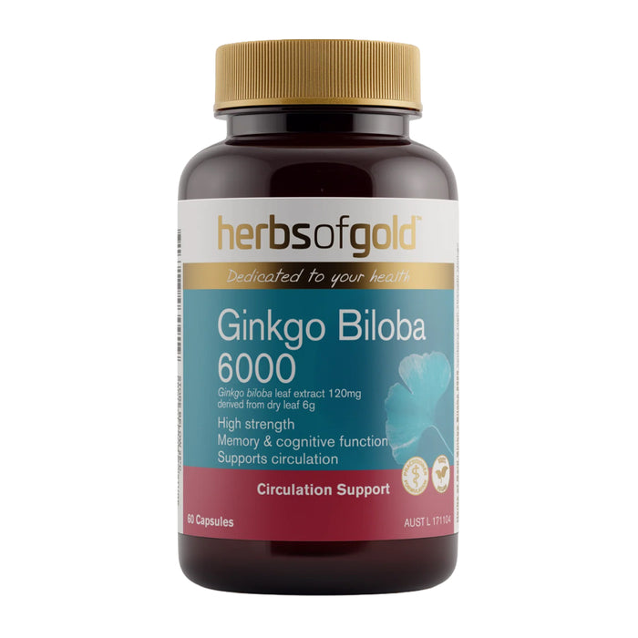 Herbs of Gold, Ginkgo Biloba 6000, 60 Capsules, Wicked NRG