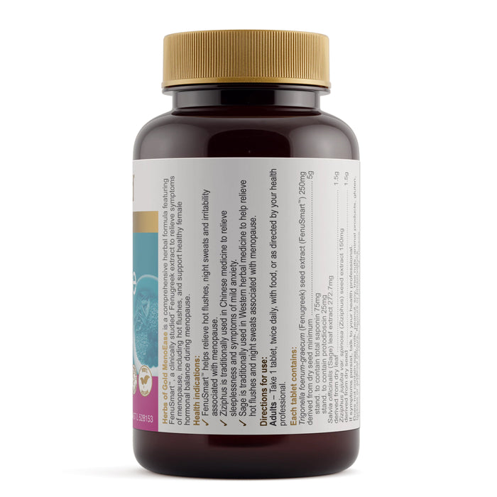 Herbs of Gold MenoEase 60 Tablets Nutritional Panel Wicked NRG