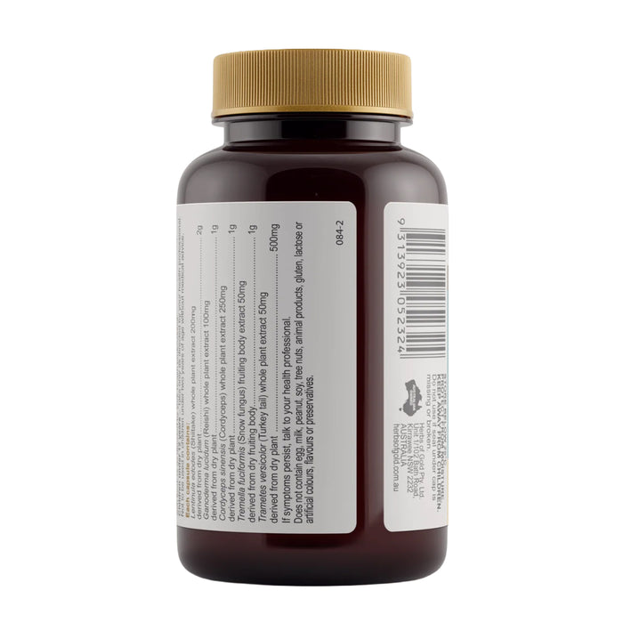 Herbs of Gold Mushroom 5 Complex 60 Capsules Nutritional Panel Wicked NRG