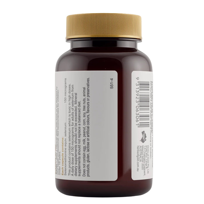 Herbs of Gold Selenium 150 MAX 60 caps, Nutritional Panel, Wicked NRG Nutrition Store