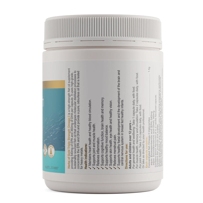 Herbs of Gold Triple Strength Omega-3 150  Capsules Directions Wicked NRG