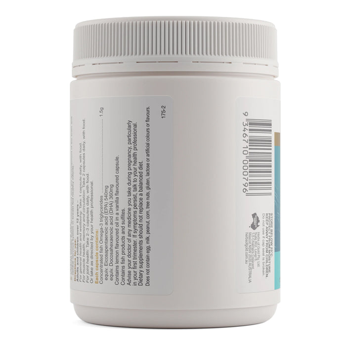 Herbs of Gold Triple Strength Omega-3 150 Capsules Nutritional Panel Wicked NRG