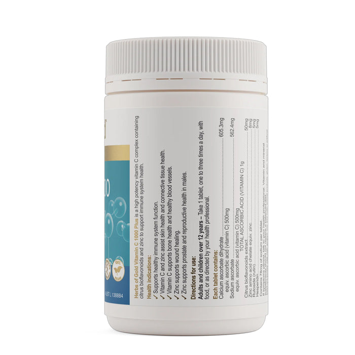 Herbs of Gold Vitamin C 1000 Plus, 120 Tablets, Nutritional Panel, Wicked NRG,