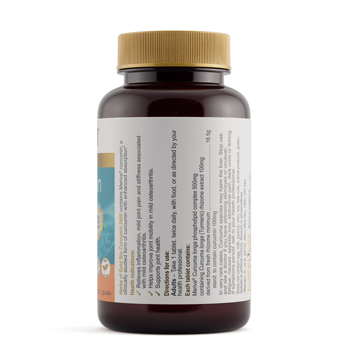 Herbs of Gold Bio Curcumin 5400 60 Tablets Nutritional Panel Wicked NRG