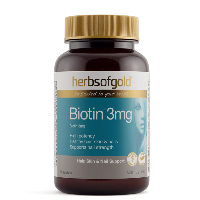 Herbs of Gold Biotin 3mg 60 Tablets Wicked NRG