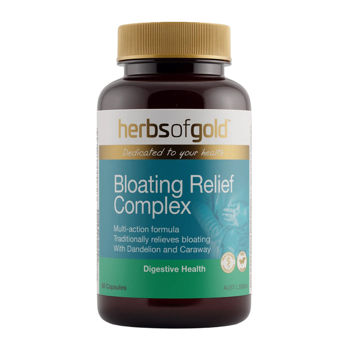 Herbs of Gold Bloating Relief Complex 60 Capsules Nutritional Panel Wicked NRG