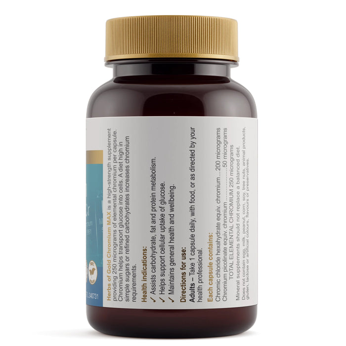 Herbs of Gold Chromium MAX 60 Capsules Nutritional Panel Wicked NRG