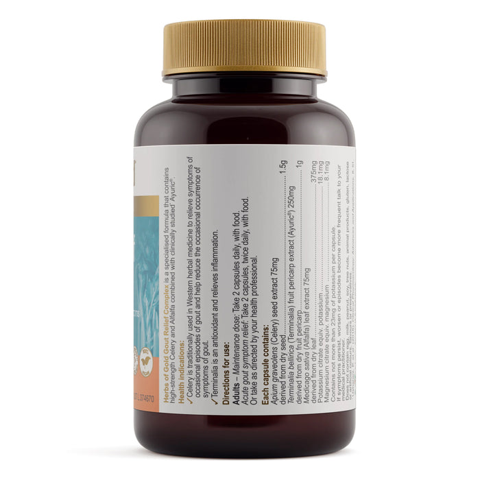 Herbs of Gold Gout Relief Complex 60 Capsules Nutritional Panel Wicked NRG