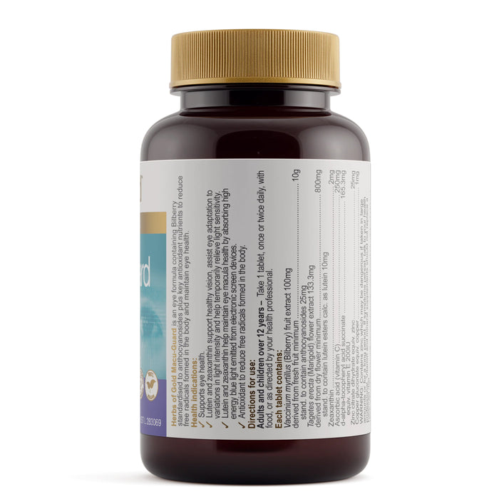 Herbs of Gold Macu-Guard 60 Tablets Nutritional Panel Wicked NRG