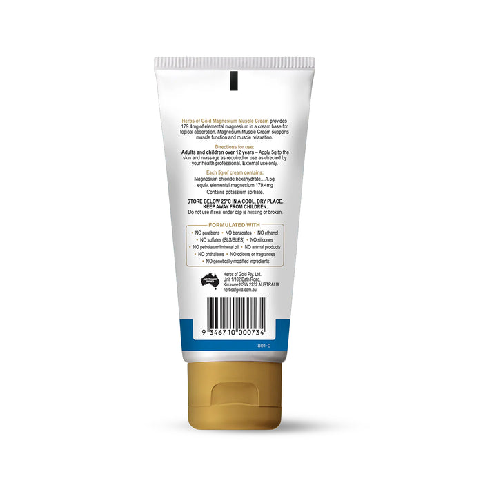 Herbs of Gold Magnesium Muscle Cream is stocked online at Wicked NRG, Darwin, Australia