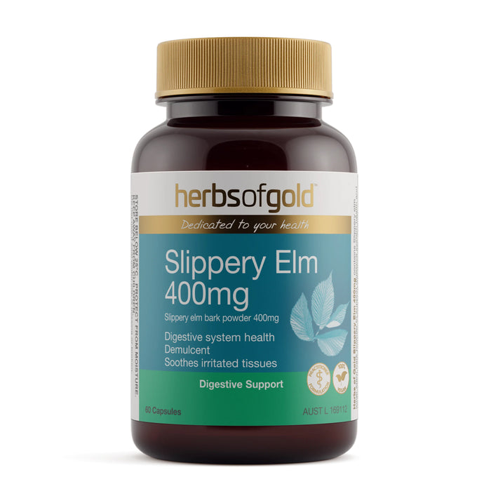 Herbs of Gold Slippery Elm 400mg 60 Capsules Wicked NRG