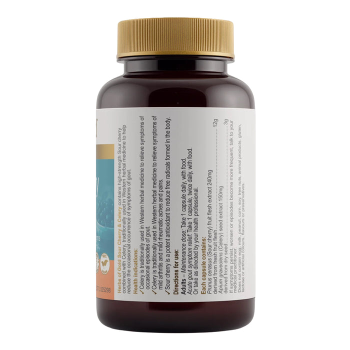 Herbs of Gold Sour Cherry & Celery 60 Capsules Nutritional Panel Wicked NRG