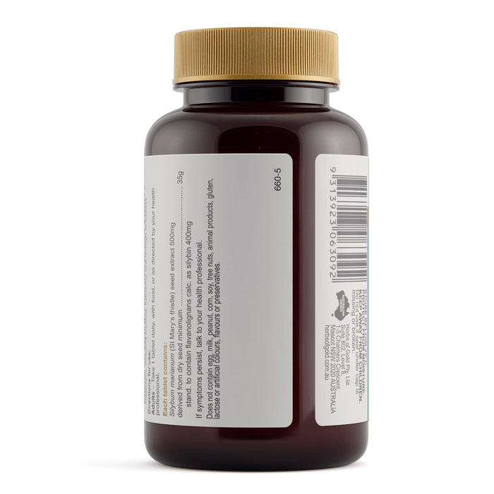 Herbs of Gold St Mary’s Thistle 35000 60 Tablets Nutritional Panel Wicked NRG