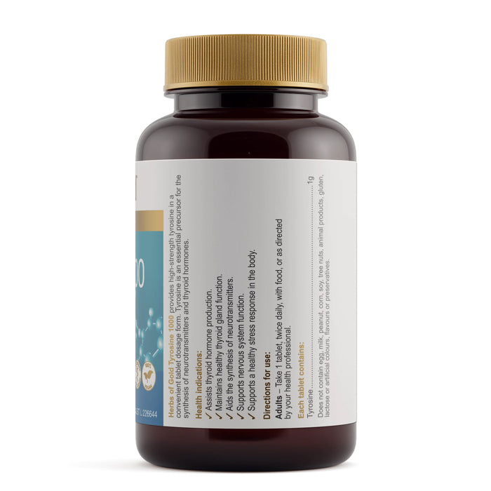 Herbs of Gold Tyrosine 1000 60 Tablets Directions Wicked NRG