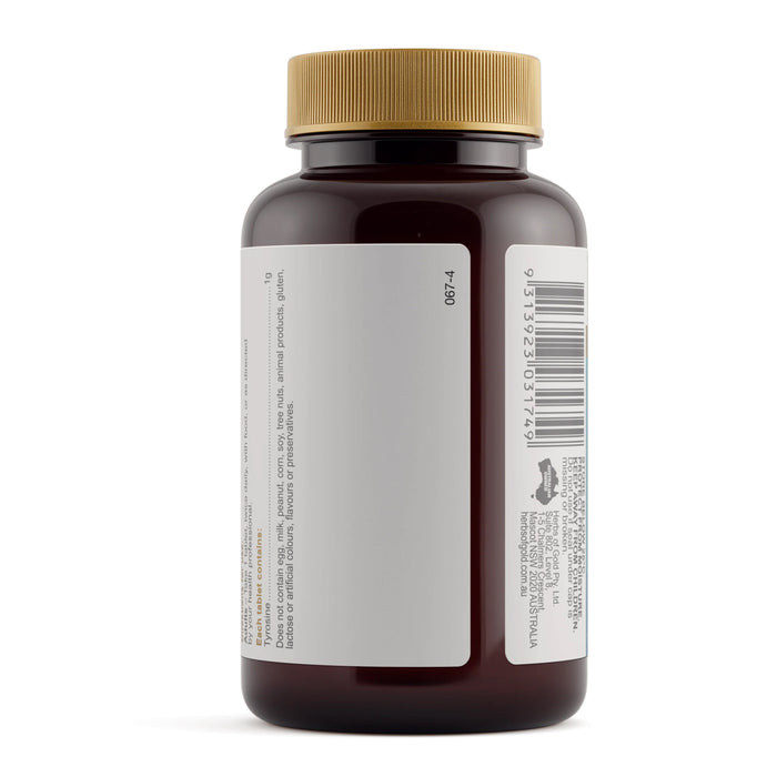 Herbs of Gold Tyrosine 1000 60 Tablets Nutritional Panel Wicked NRG