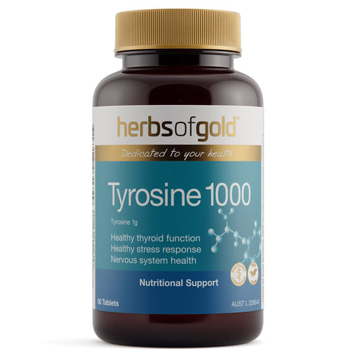 Herbs of Gold Tyrosine 1000 60 Tablets  Wicked NRG