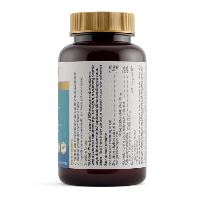 Herbs of Gold Ultra Zinc + 60 Capsules Nutritional Panel Wicked NRG