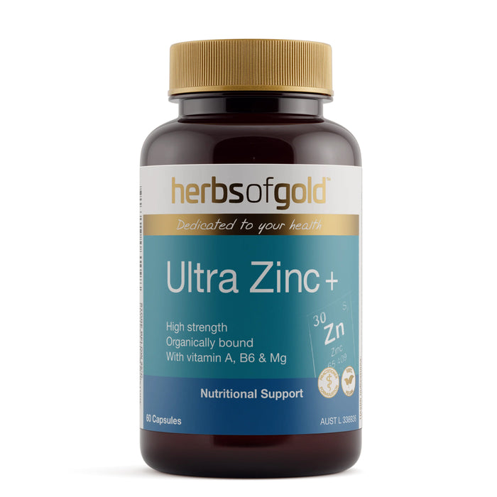 Herbs of Gold Ultra Zinc + 60 Capsules Wicked NRG