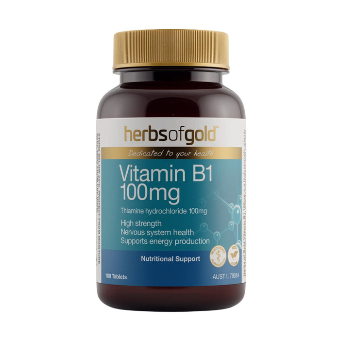Herbs of Gold Vitamin B1 100mg, 100 Tablets, Wicked NRG