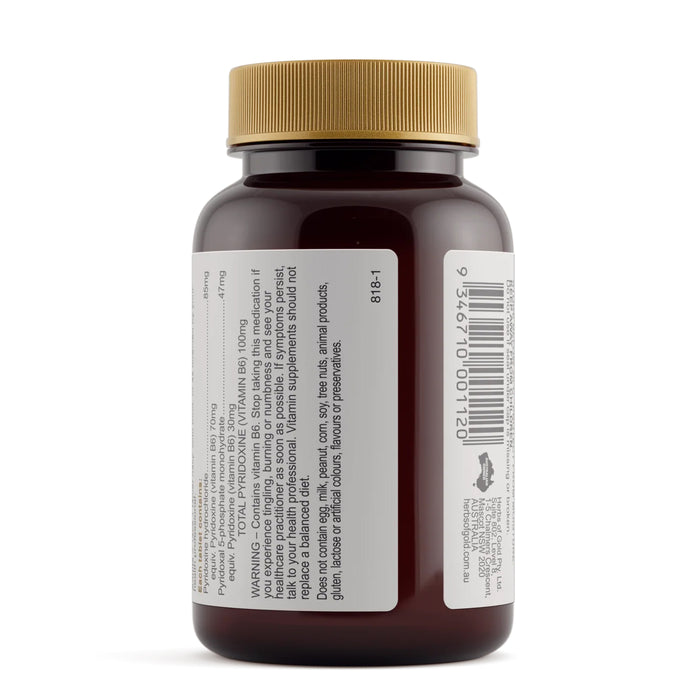 Herbs of Gold Vitamin B6 100mg 60 Tablets Nutritional Panel a Wicked NRG