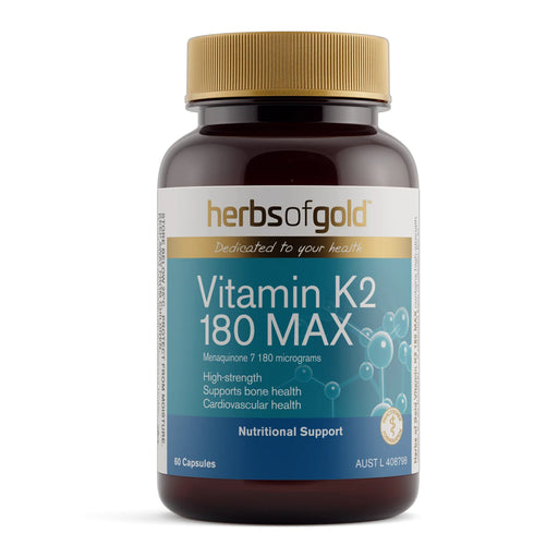Herbs of Gold Vitamin K2 180 MAX is stocked by Wicked NRG Darwin Australia, or buy online and have it delivered