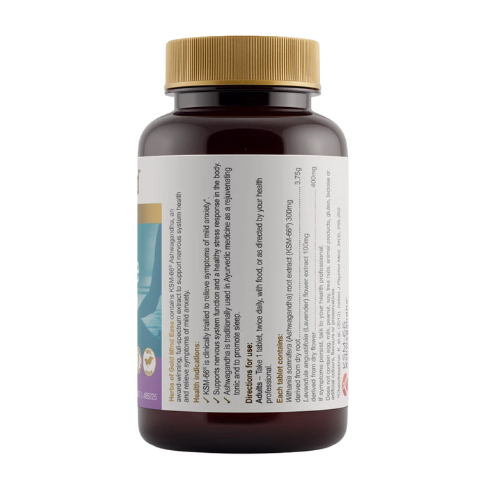 Herbs of Gold, Mind Ease 60 Tablets Nutritional Panel Wicked NRG