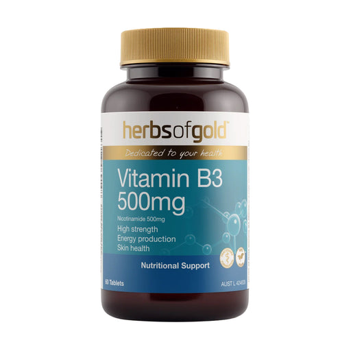 Herbs of Gold, Vitamin B3 500mg 60 Tablets Wicked NRG