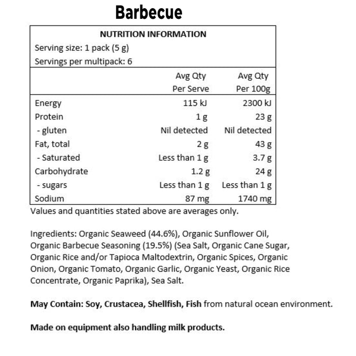 Honest Sea Roasted Seaweed Sesame 6x5grams Ingredients Wicked NRG