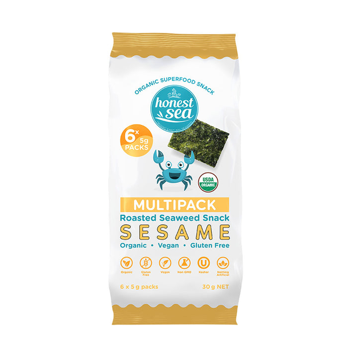 Honest Sea Roasted Seaweed Sesame 6x5grams Wicked NRG