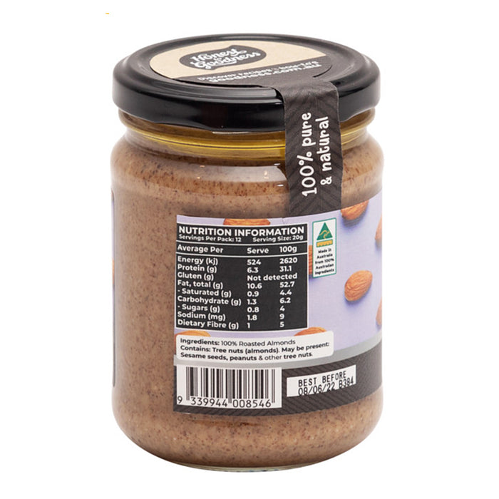 Honest to Goodness Australian Almond Butter 240g Nutritional Panel Wicked NRG