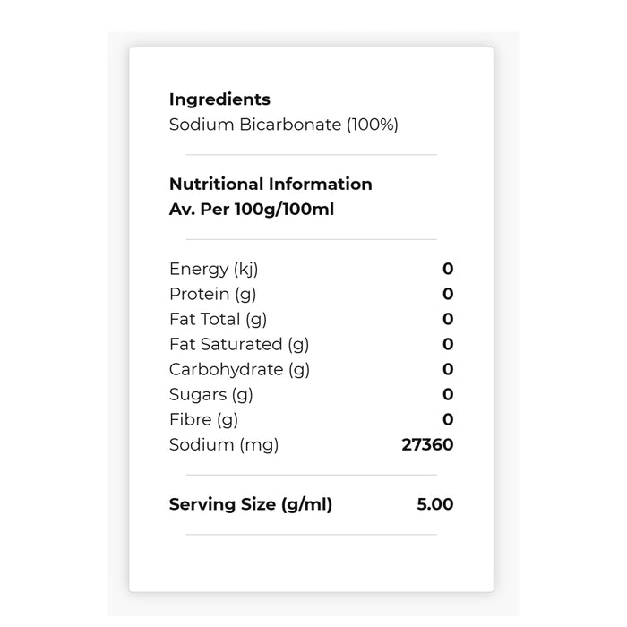 Honest to Goodness Bi-Carb Soda 500g Ingredients Panel Wicked NRG