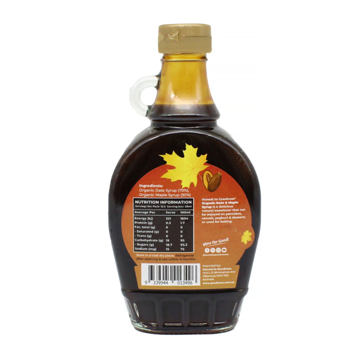 Honest to Goodness Organic Date & Maple Syrup 250ml Ingredients Wicked NRG
