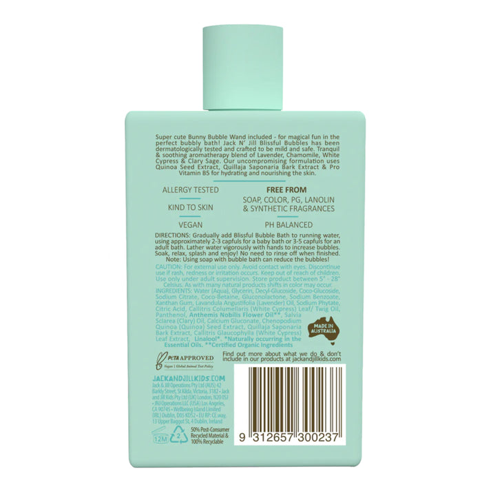 Jack N Jill Bubble Bath with Bubble Wand - Natural 300mL Ingredients Wicked NRG