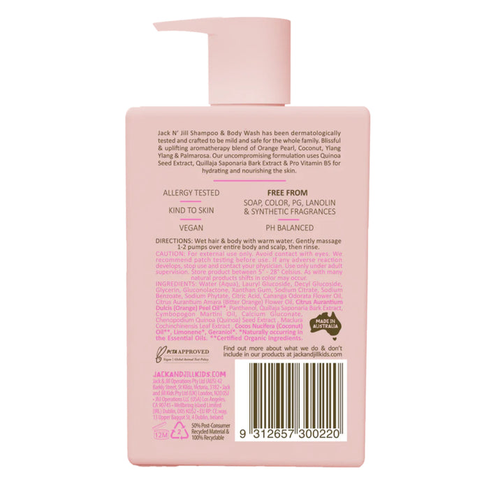 Jack N Jill Shampoo & Body Wash Orange Pearl Coconut and Ylang Ylang 300ml Ingredients Wicked NRG