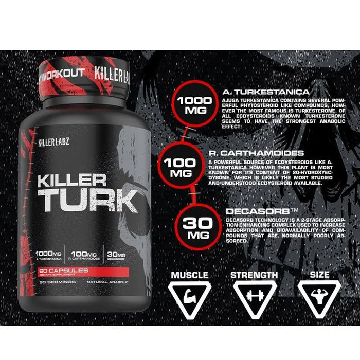 KILLER LABZ KILLER TURK (60 Serve) Capsules Plant-Based, Stimulant-Free, Non-Hormonal Wicked NRG