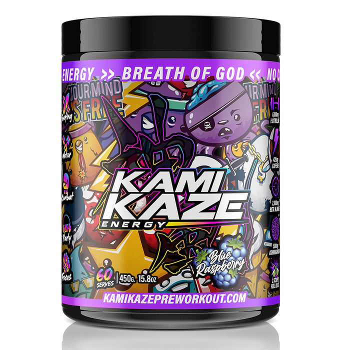 Kamikaze Energy,  Blue Raspberry 60 Serves, 450 Grams, 15.8 oz Wicked NRG