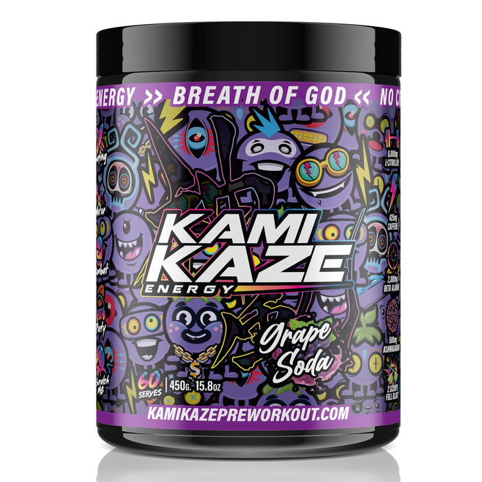 Kamikaze Energy, Grape Soda, 60 Serves, 450 Grams, 15.8 oz Wicked NRG