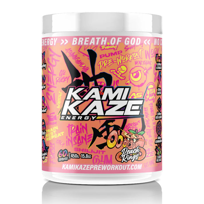 Kamikaze, Peach Rings, 60 Serves, 450 Grams, 15.8 oz Wicked NRG