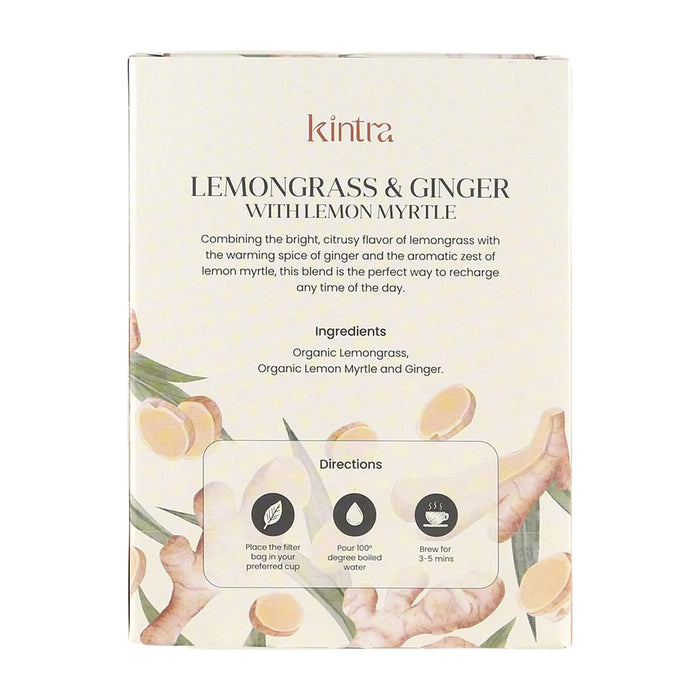 Kintra Blends Herbal Tea Bags Lemongrass & Ginger with Lemon Myrtle 25pk Ing Wicked NRG