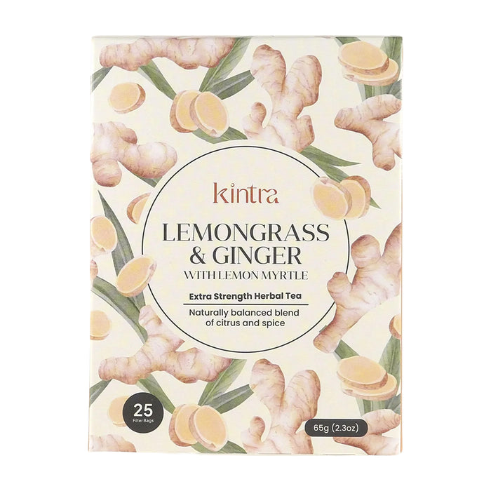 Kintra Blends Herbal Tea Bags Lemongrass & Ginger with Lemon Myrtle 25pk Wicked NRG