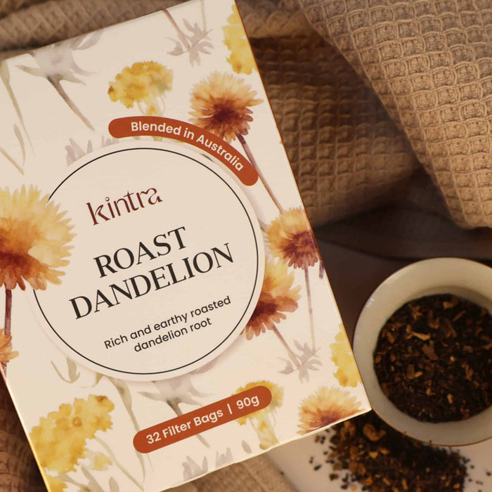 Kintra Herbal Tea Bags roast dandelion blend tea box Wicked NRG