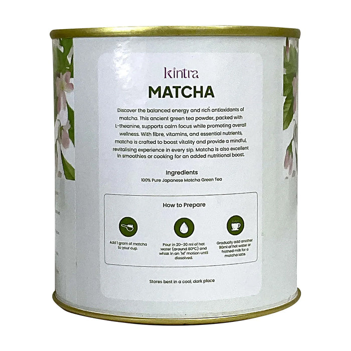 Kintra Matcha Green Tea Powder 100% Japanese Green Tea 110g Ingredients Wicked NRG