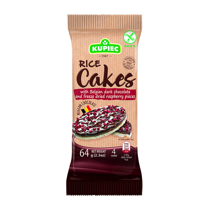 Kupiec Gluten Free Rice Cakes - Dark Chocolate & Raspberries 64g Wicked NRG