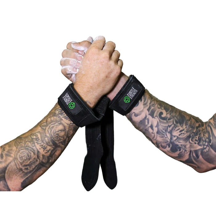 LEATHER WEIGHT LIFTING STRAPS- BLACK  d Wicked NRG