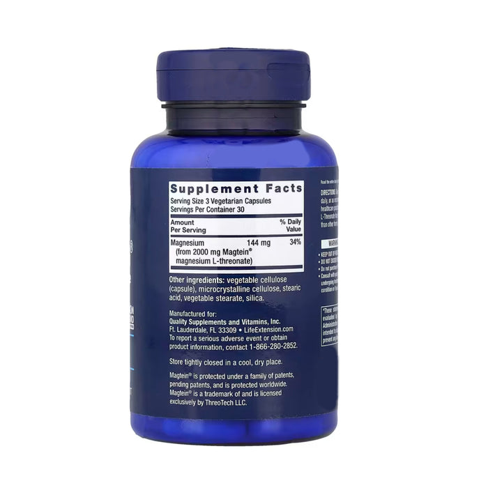 Life Extension Neuro Mag Magnesium Threonate 90 Caps Nutritional Panel Wicked NRG