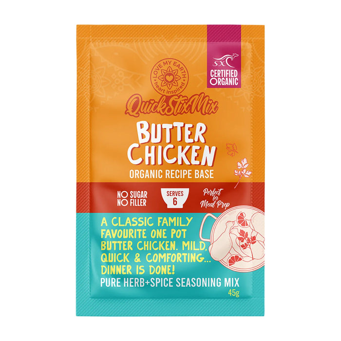 Love My Earth Quick Stix Mix Organic Recipe Base Butter Chicken 45g Wicked NRG